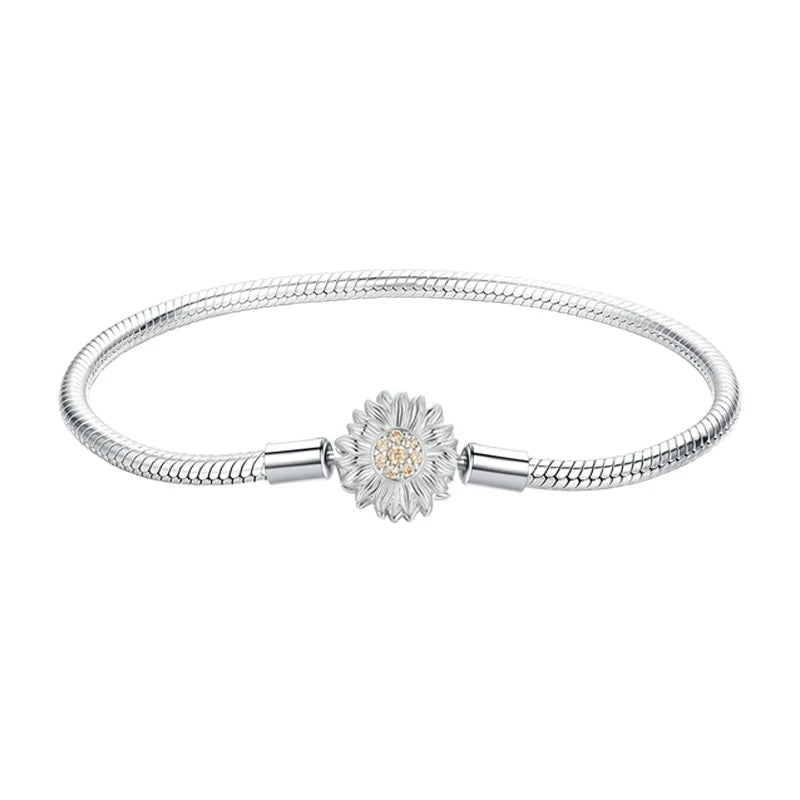 Sterling Silver Snake Chain Bracelet – White Gold Plated DIY Charm
