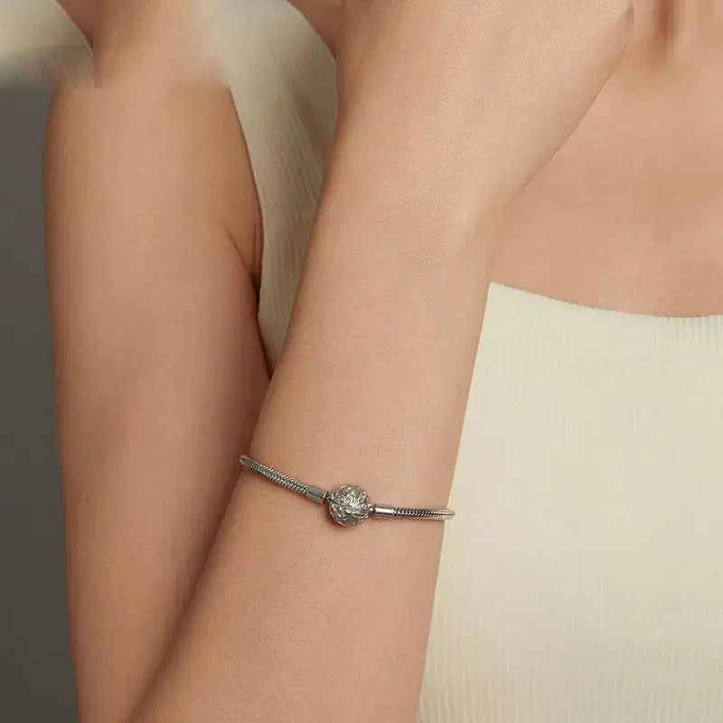 Sterling Silver Snake Chain Charm Bracelet – Retro Palace Clasp