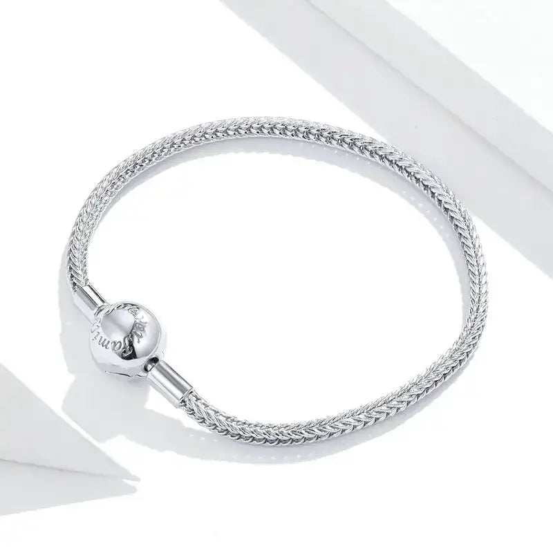Sterling Silver Snake Charm Bracelet with Safety Chain – DIY Jewelry