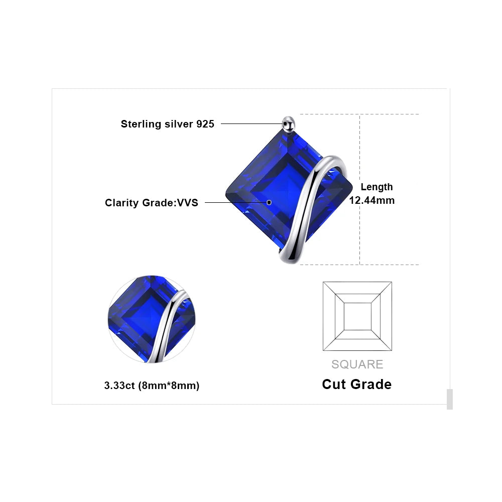 Blue Sapphire 925 Silver Pendant Necklace for Women