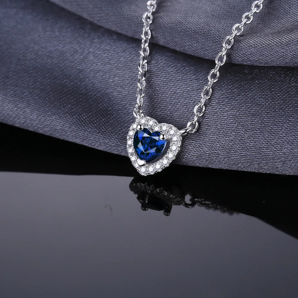 Blue Sapphire Sterling Silver Pendant Necklace for Women