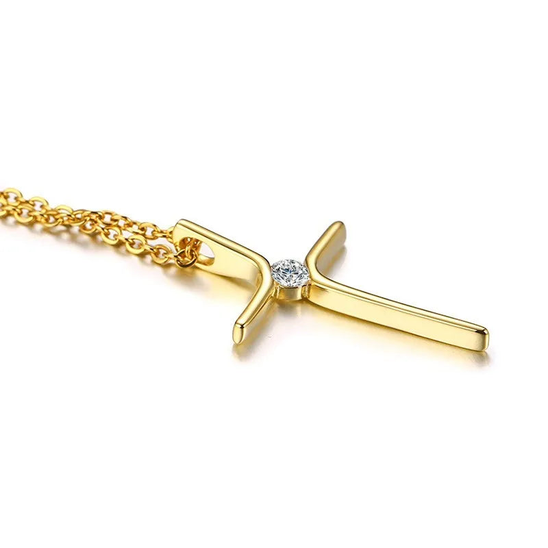 Cross Pendant Necklace – Dainty Stainless Steel Christian Jewelry