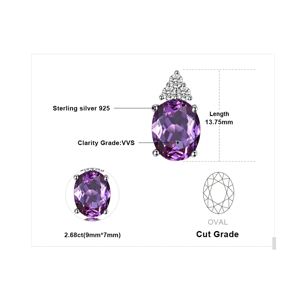 Oval Purple Alexandrite Sapphire Pendant – Sterling Silver, No Chain