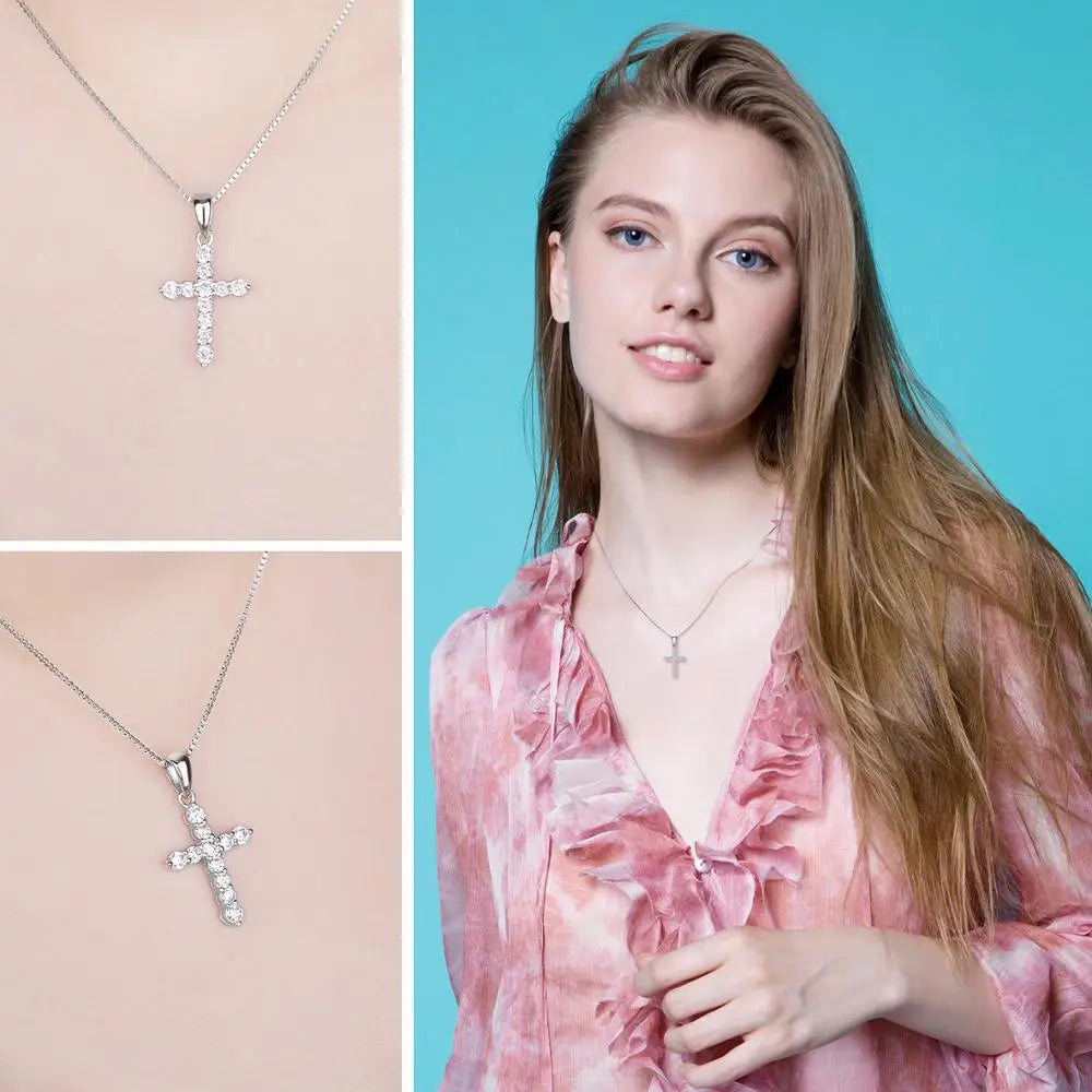 Sterling Silver CZ Statement Necklace with Diamond-Look Pendant