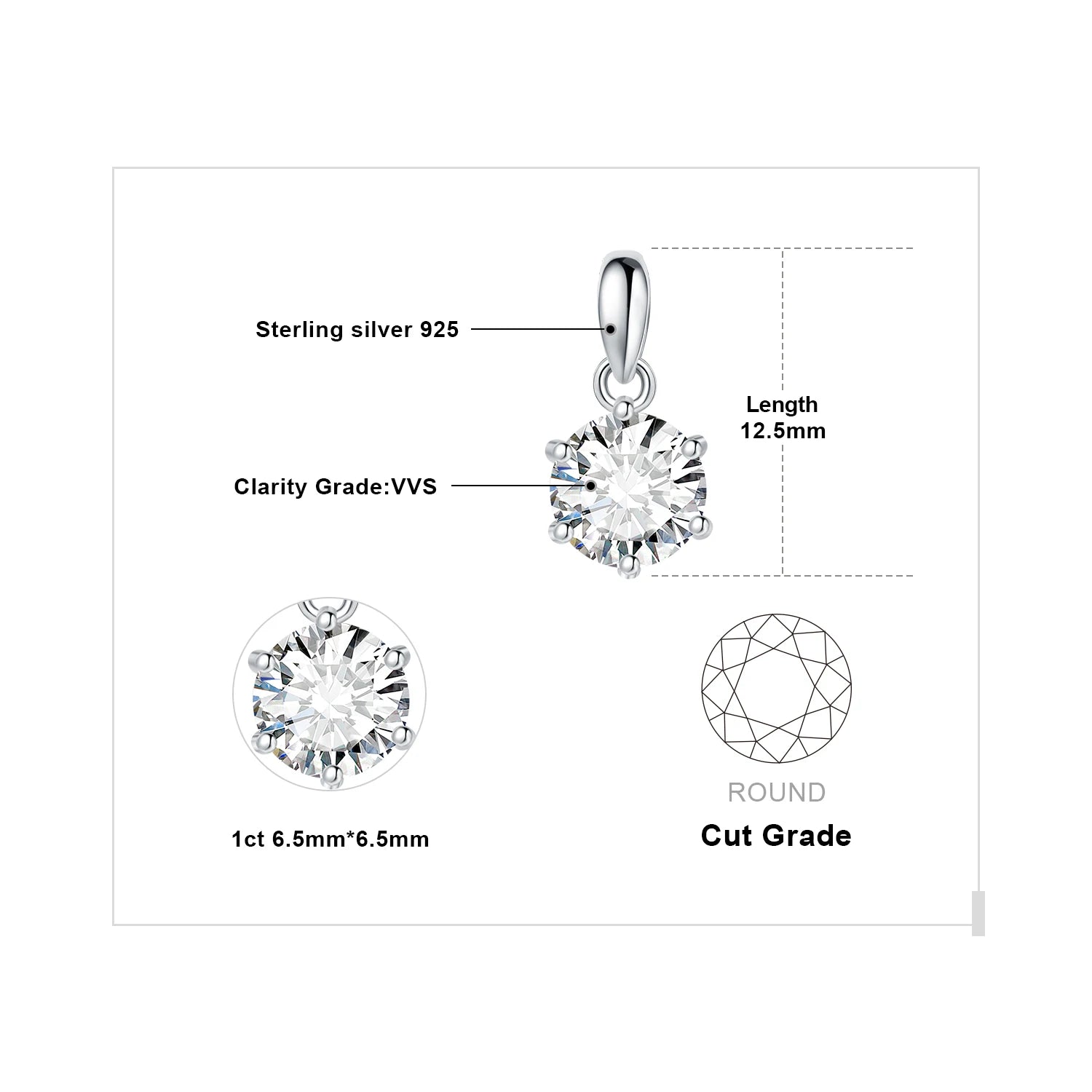Sterling Silver Pendant Necklace for Women – No Chain