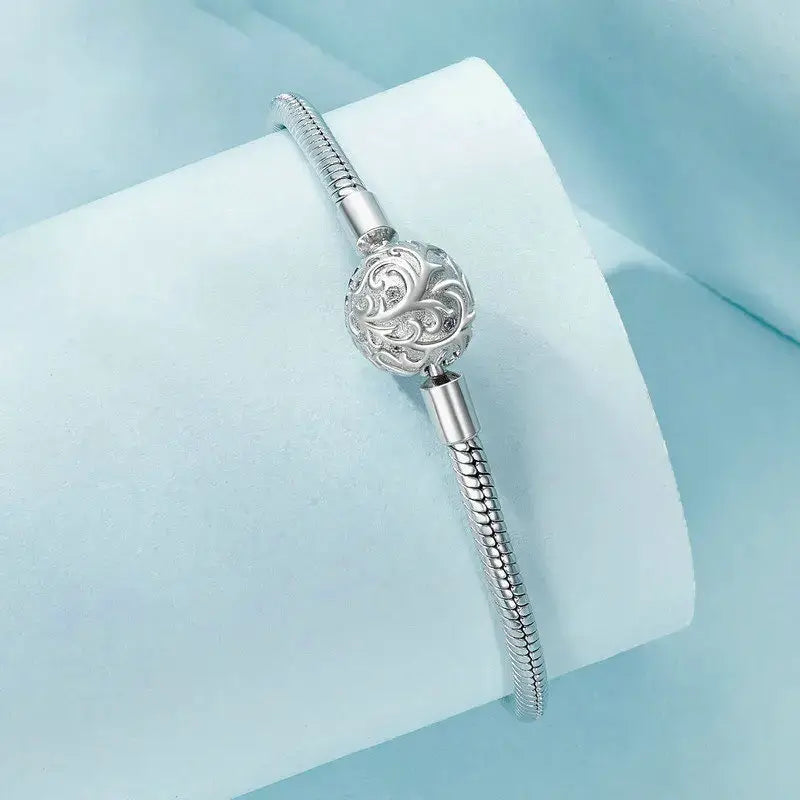 Sterling Silver Snake Chain Charm Bracelet – Retro Palace Clasp