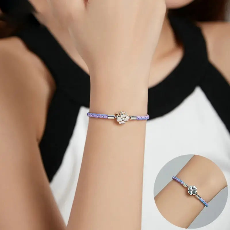 Three-Color Leather Clover Bracelet – Women’s Lucky Jewelry