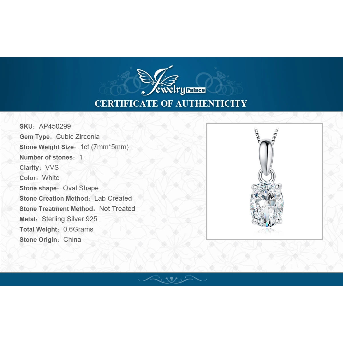 Classic Oval Sterling Silver Pendant Necklace (No Chain)