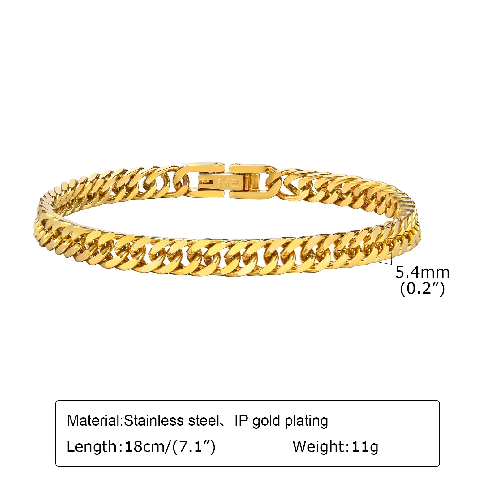 Cuban Link Chain Bracelet for Women – Gold Stainless Steel Fashion Jewelry