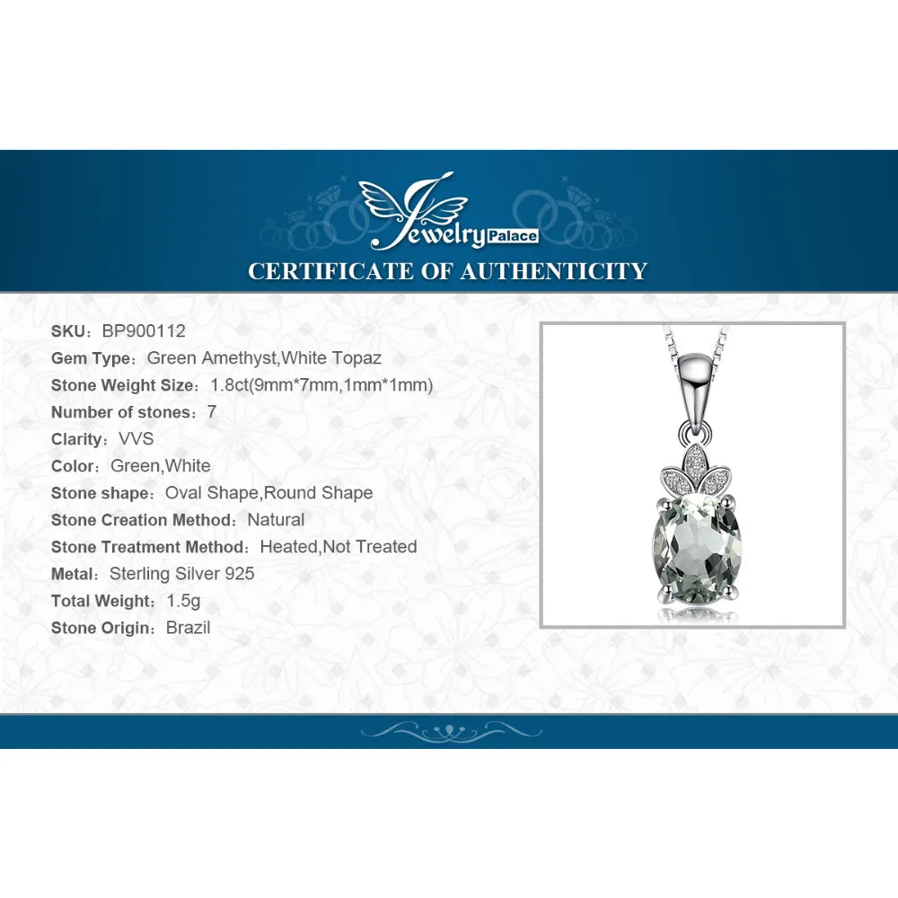 Green Amethyst & White Topaz Sterling Silver Pendant