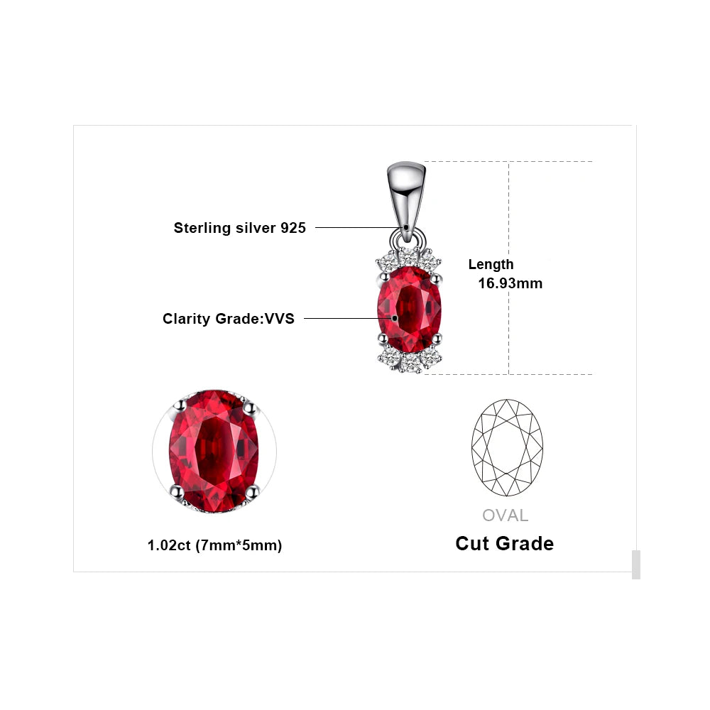 Oval Red Garnet Sterling Silver Pendant for Women