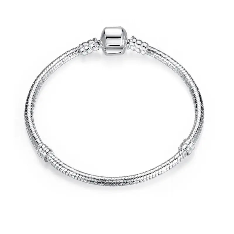 Silver Snake Chain Personalized Charm Bracelet for Women