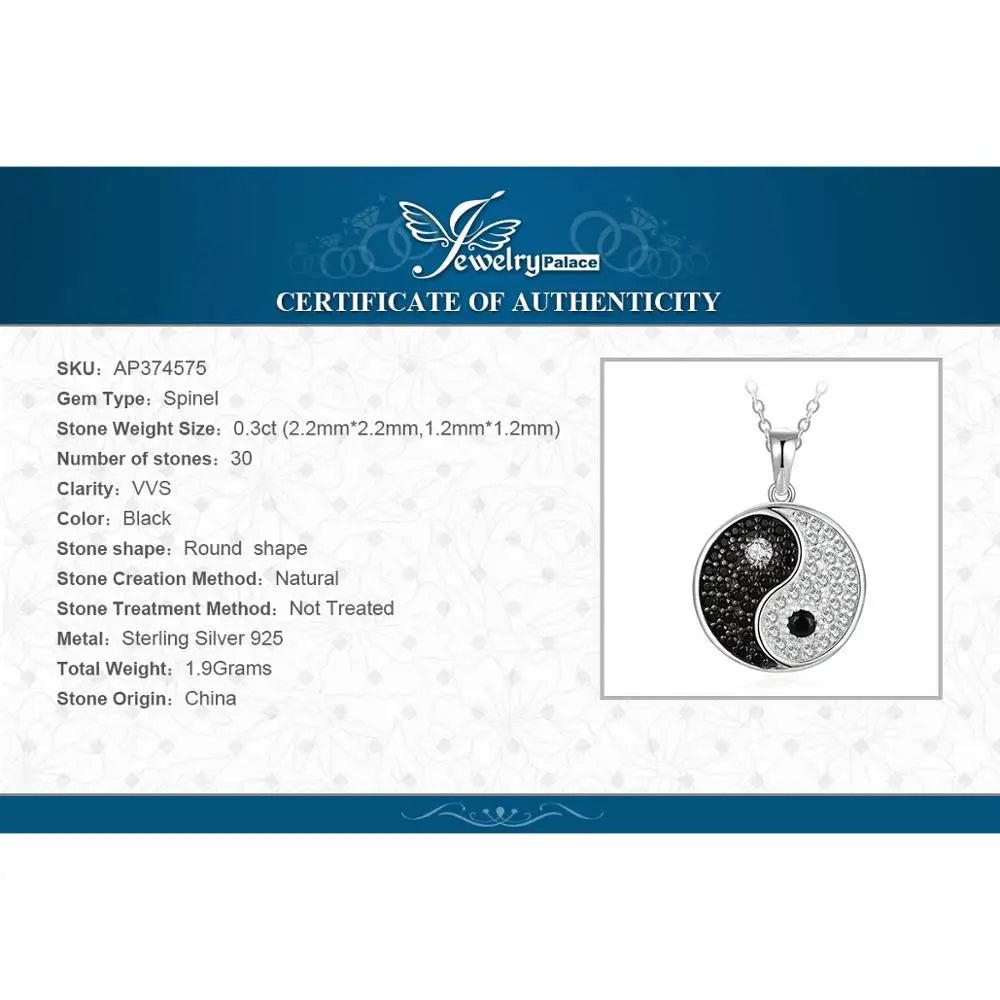 Sterling Silver Tai Chi Yin Yang Pendant with Black Spinel Gemstone