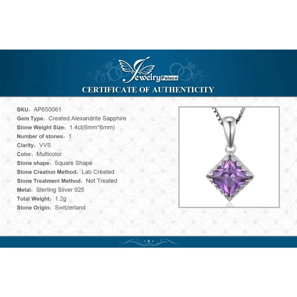 Alexandrite Sapphire Sterling Silver Pendant – Women’s Necklace