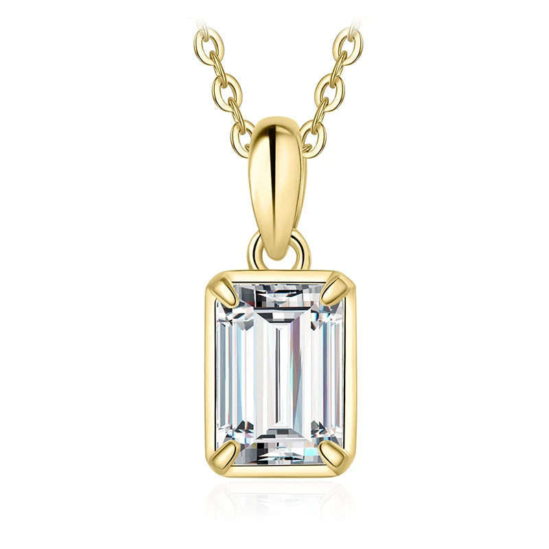 Emerald Cut Sterling Silver Pendant Necklace – Women’s Fashion Jewelry