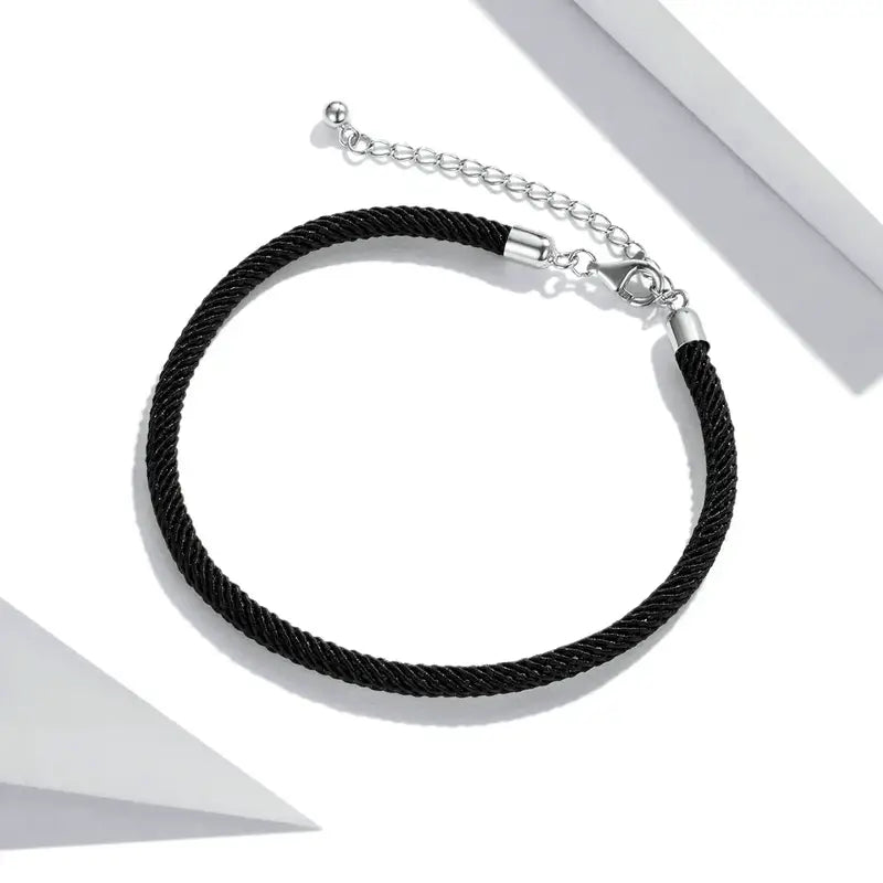 Silver & Black Braided Bracelet – Multicolor DIY Fashion Jewelry