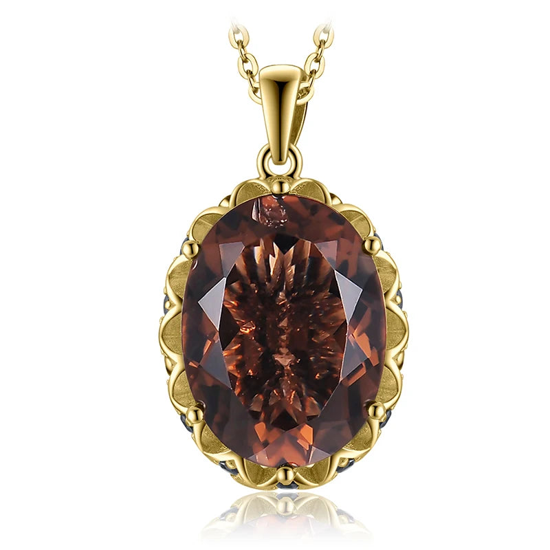 Smoky Quartz Pendant Necklace – Silver Statement Gemstone