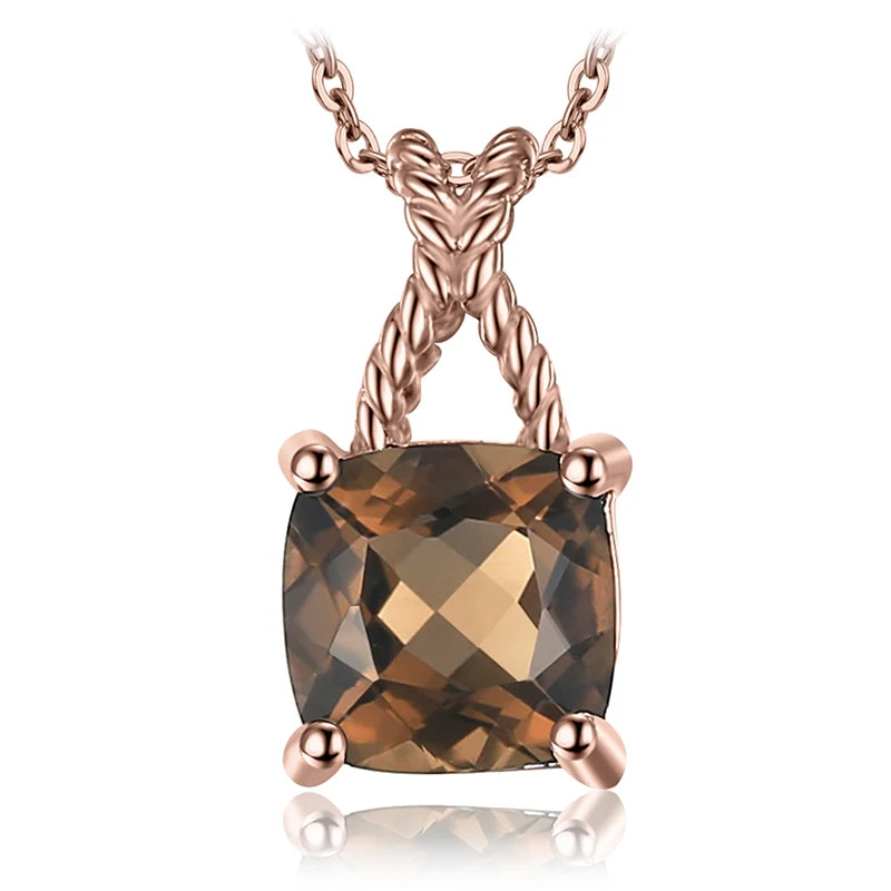 Smoky Quartz Sterling Silver Pendant Necklace – No Chain