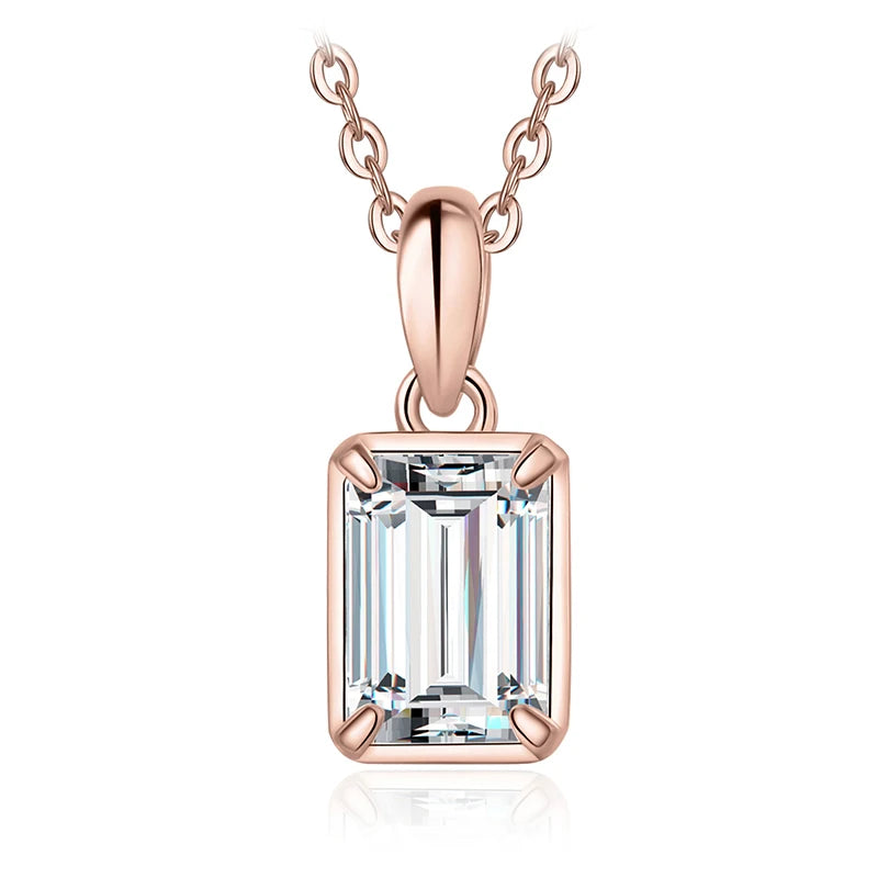 Emerald Cut Sterling Silver Pendant Necklace – Women’s Fashion Jewelry