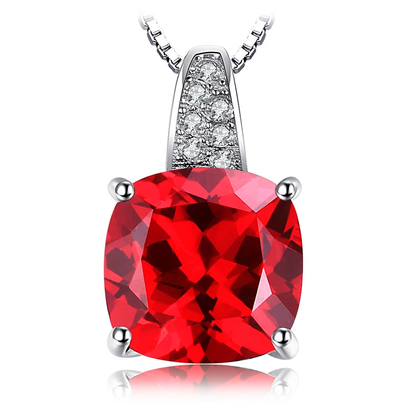 Nano Green Emerald Ruby Solitaire Pendant Necklace – Sterling Silver