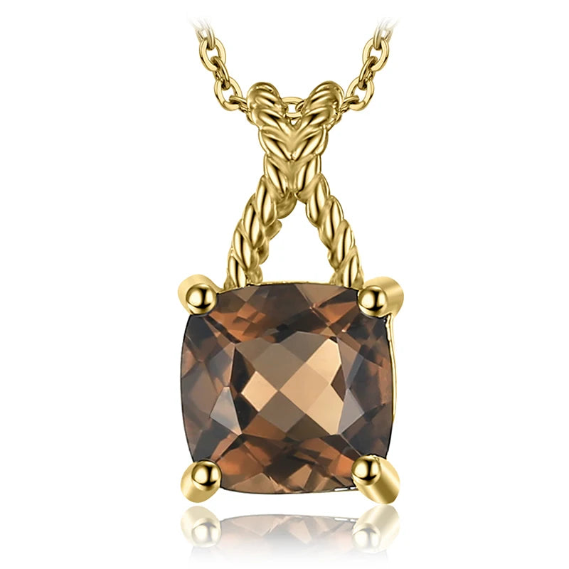 Smoky Quartz Sterling Silver Pendant Necklace – No Chain
