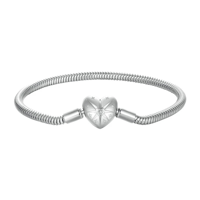 Sterling Silver 3mm Snake Chain Charm Bracelet for Women