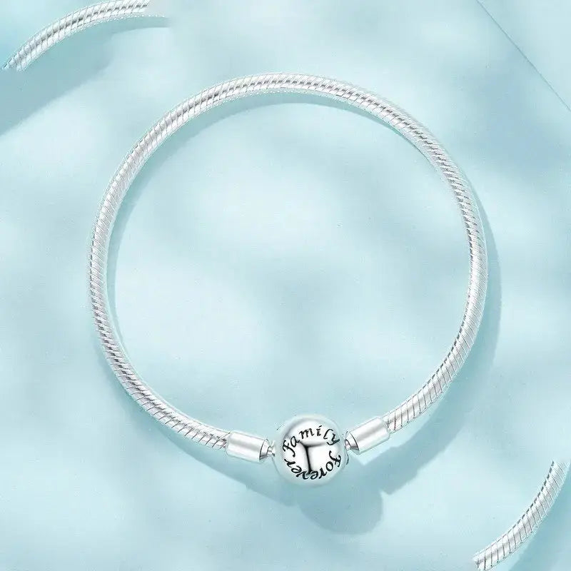 Sterling Silver Snake Chain Bracelet – White Gold Plated DIY Charm