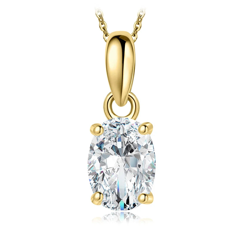 Classic Oval Sterling Silver Pendant Necklace (No Chain)