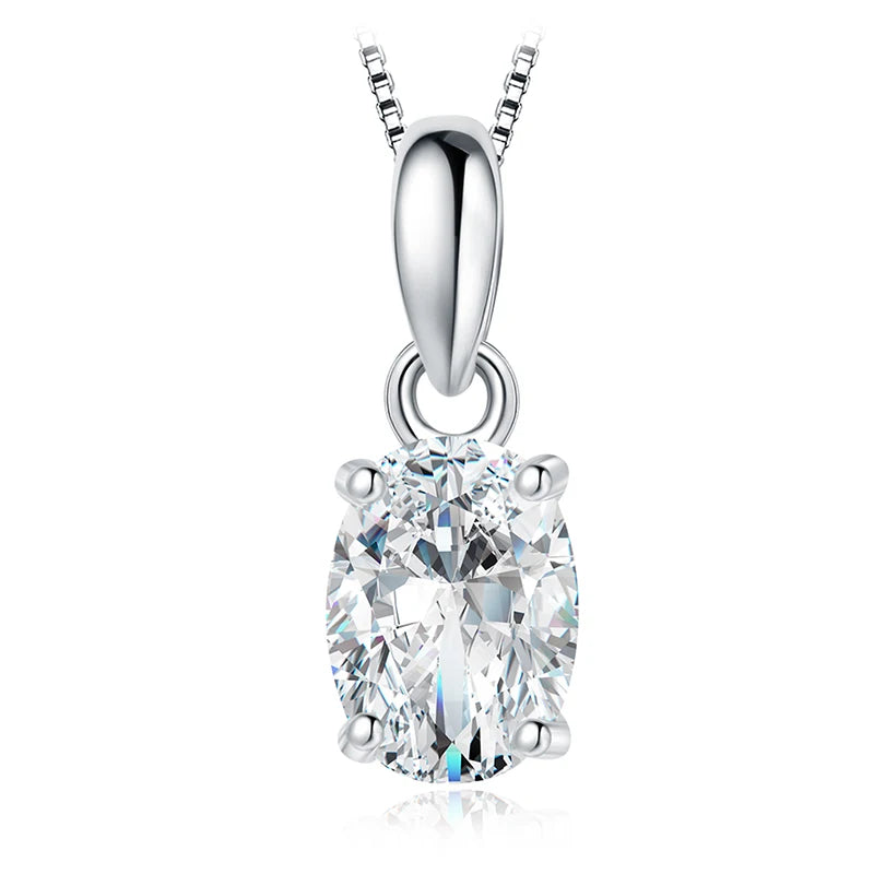 Classic Oval Sterling Silver Pendant Necklace (No Chain)