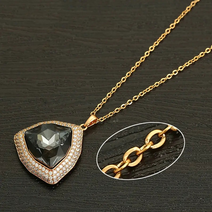 Jewelry Fashion Luxury Style Crystal Pendant Necklace with Gold Color