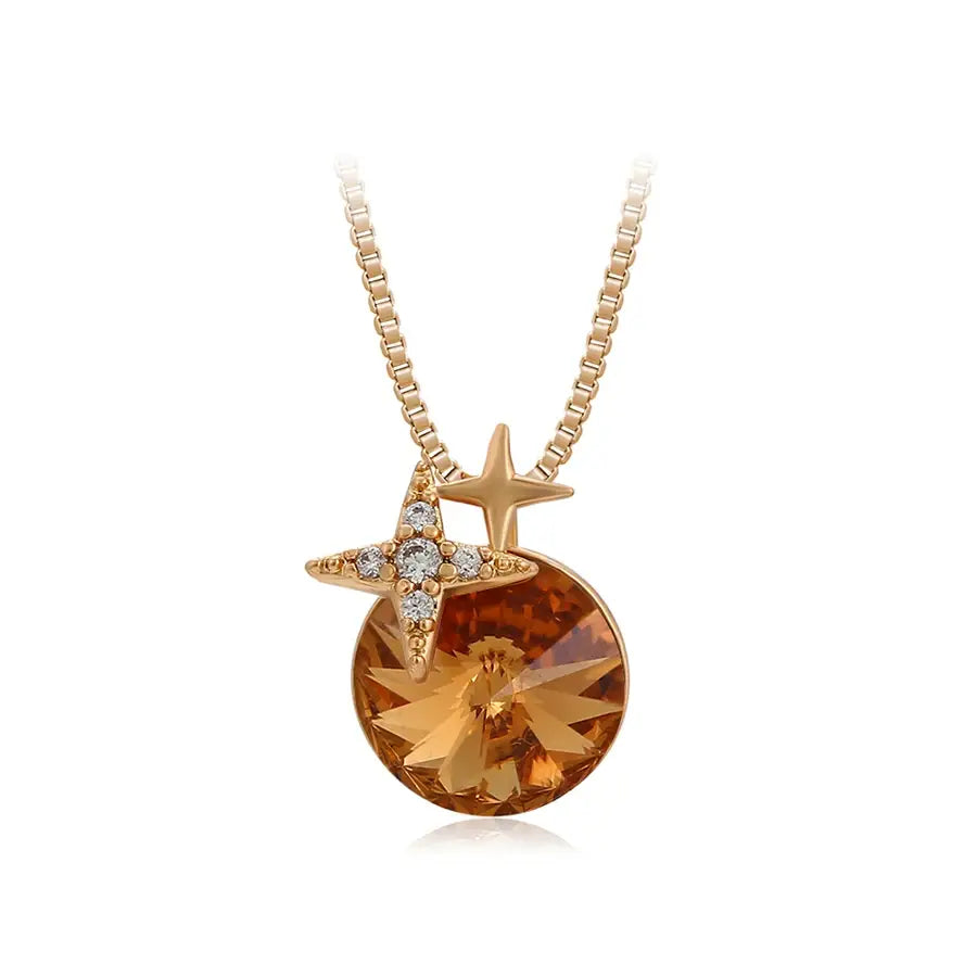 Jewelry Fashion New Charm Crystal Pendant Necklace of Gold Color