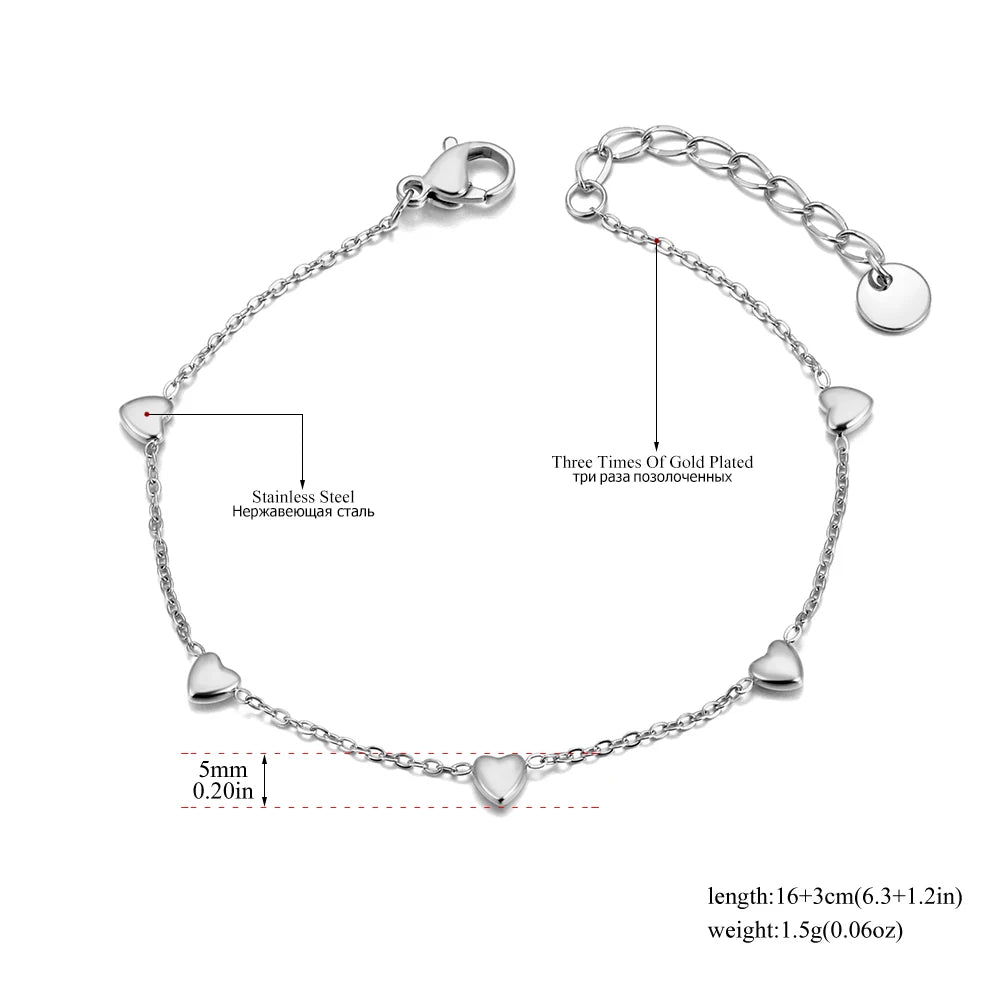 Lokaer 18K Gold Plated Mini Heart Chain Bracelet