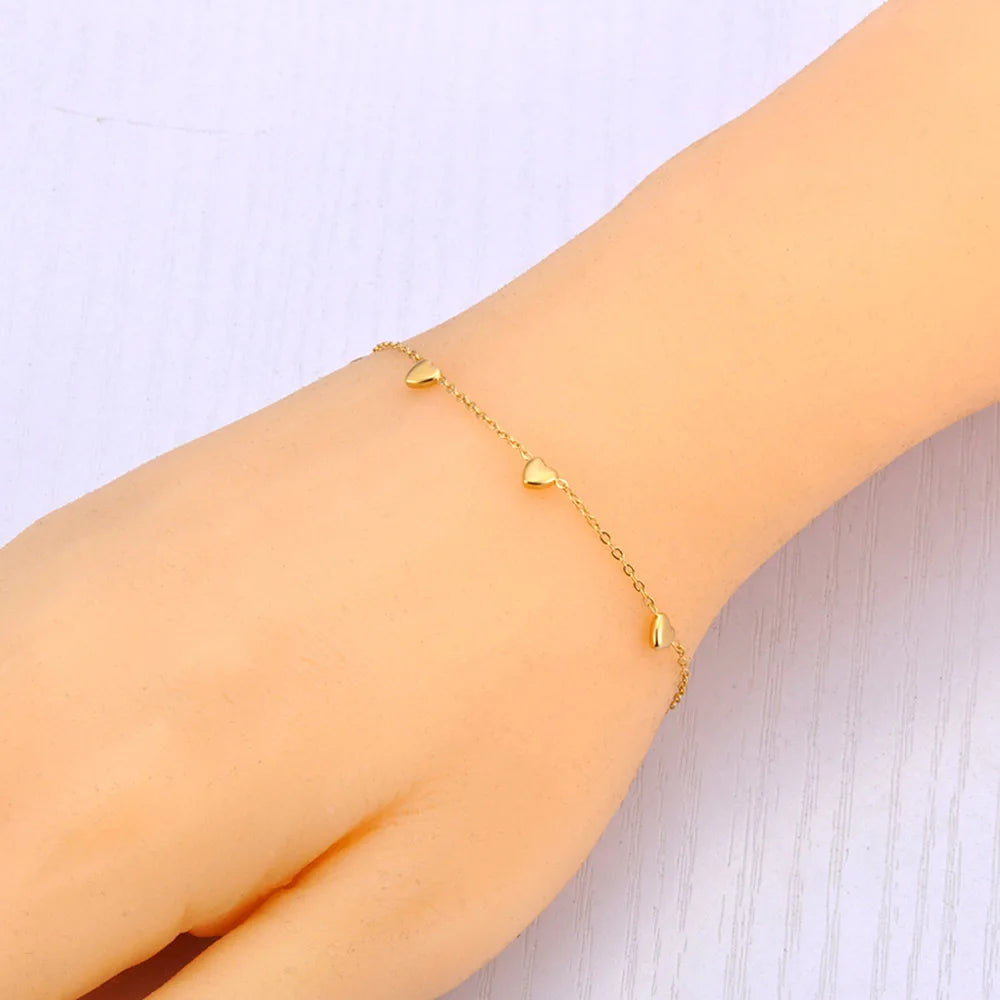 Lokaer 18K Gold Plated Mini Heart Chain Bracelet