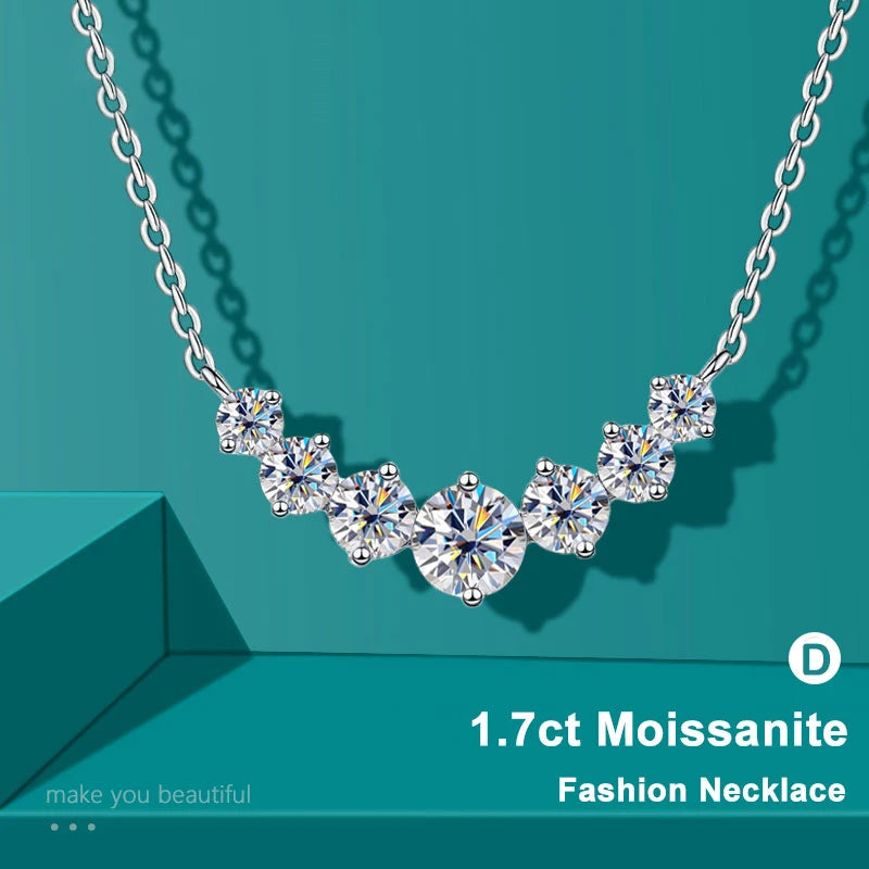 Moissanite Wedding Necklace – Silver & White Gold