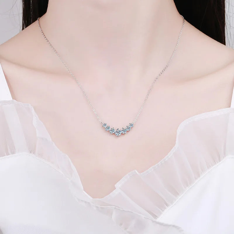 Moissanite Wedding Necklace – Silver & White Gold