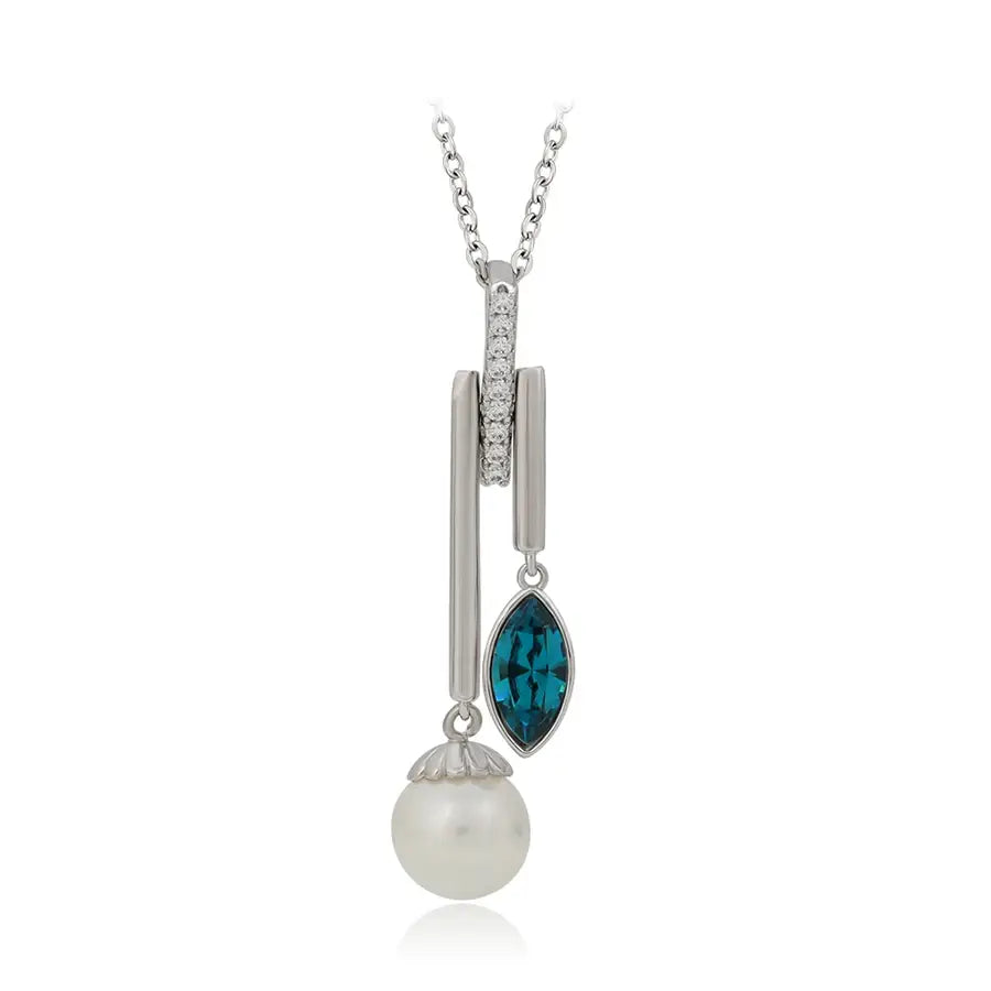 New Imitation Pearl & Crystal Pendant Necklace for Women