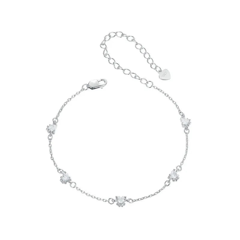 Paw Print Bracelet – White Gold Plated Adjustable Gift for Pet Lovers