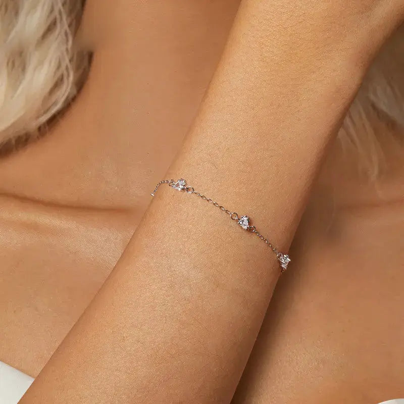 Paw Print Bracelet – White Gold Plated Adjustable Gift for Pet Lovers