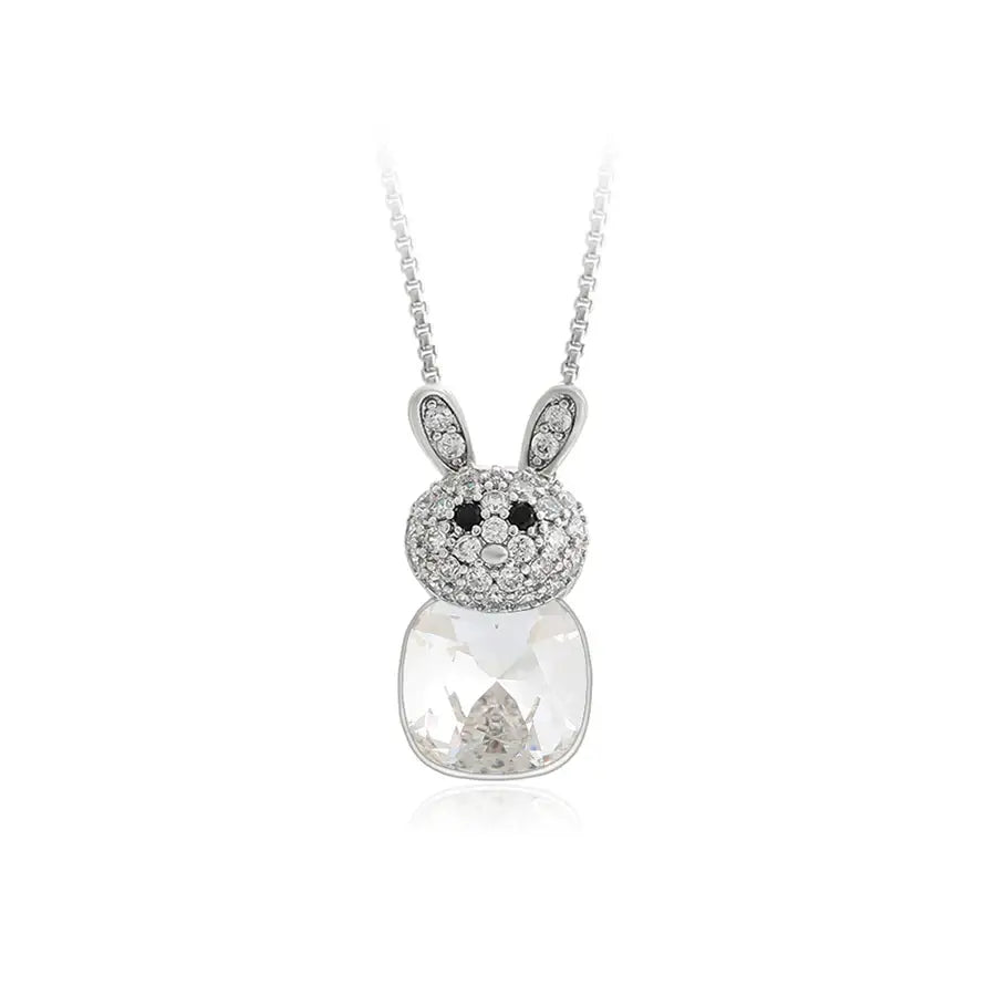 Platinum Animal-Shaped Crystal Pendant Necklace for Women