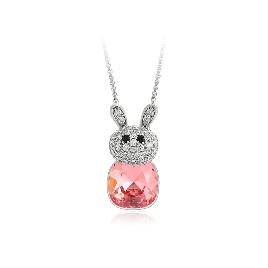 Platinum Animal-Shaped Crystal Pendant Necklace for Women