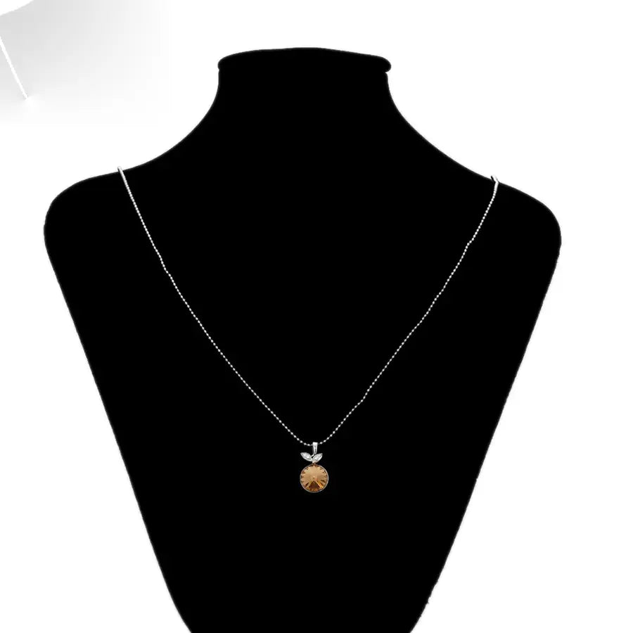 Round Crystal Pendant Necklace – Women & Girls Gift
