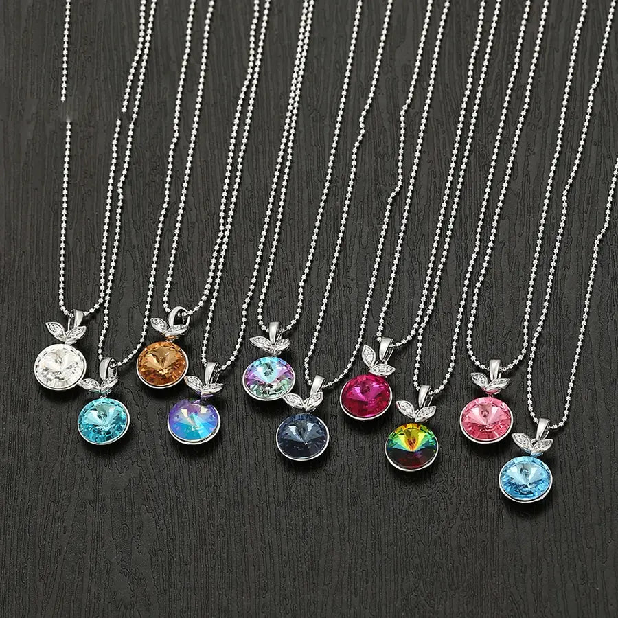 Round Crystal Pendant Necklace – Women & Girls Gift