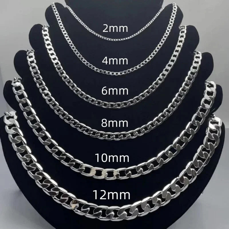 Sterling Silver Face Chain Necklace – Lobster Clasp, Unisex Jewelry Gift