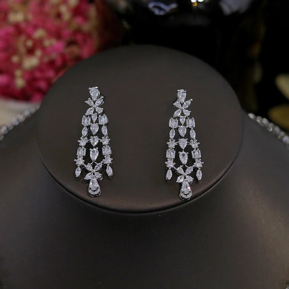 Luxury 2pcs Water Drop Bridal Jewelry Set – Necklace and Earrings for Women