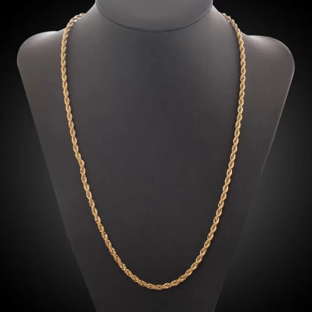 Gold Rope Chain Necklace for Women and Men – Fashion Wedding Jewelry Gift