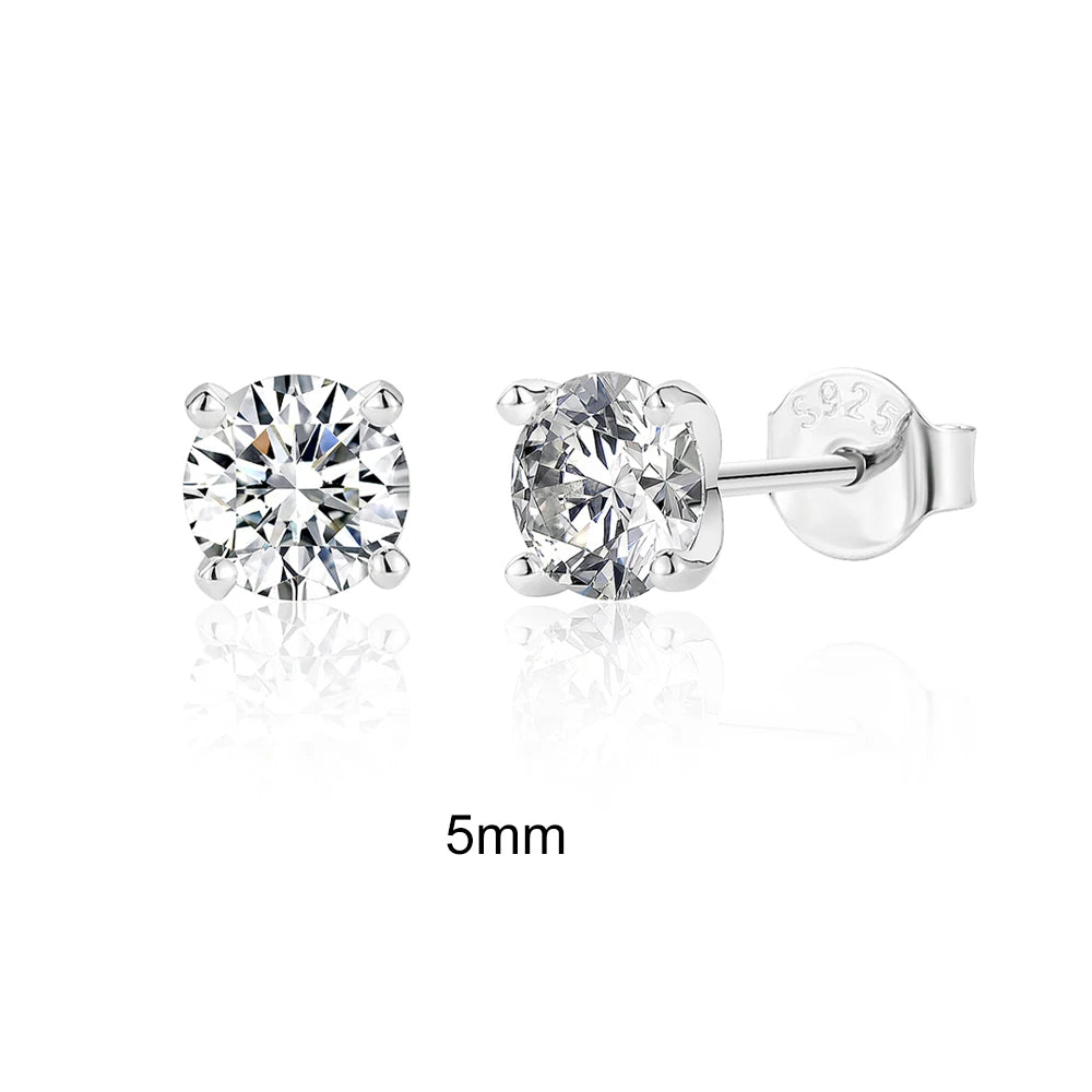 Luxury Moissanite Piercing Earrings in 925 Sterling Silver – Classic Sparkling Studs