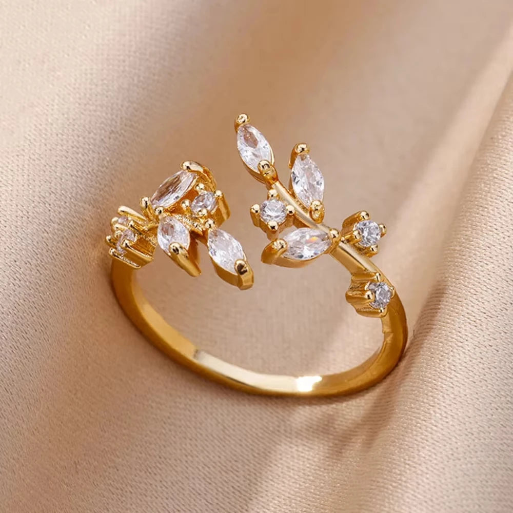 Gold CZ Geometric Eternity Ring – Silver Twisted Rope Stainless Steel