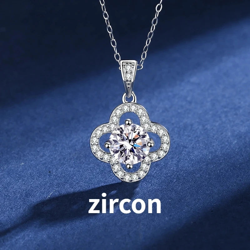 1 Carat Moissanite Pendant Necklace – D Color, 925 Silver