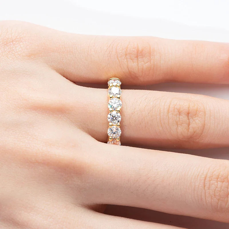 Luxury Moissanite Engagement and Wedding Ring in Sterling Silver with Gold Finish