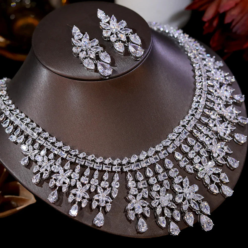 Luxury African Dubai Wedding Necklace & Earrings Set for Women